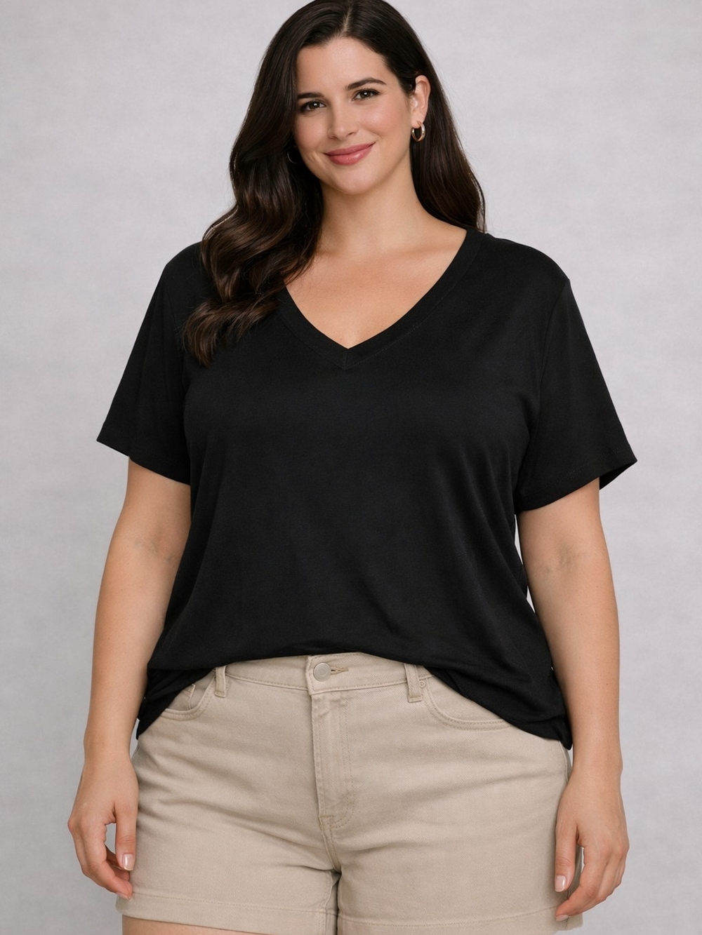 Universal Thread Black V-Neck Short Sleeve Tee